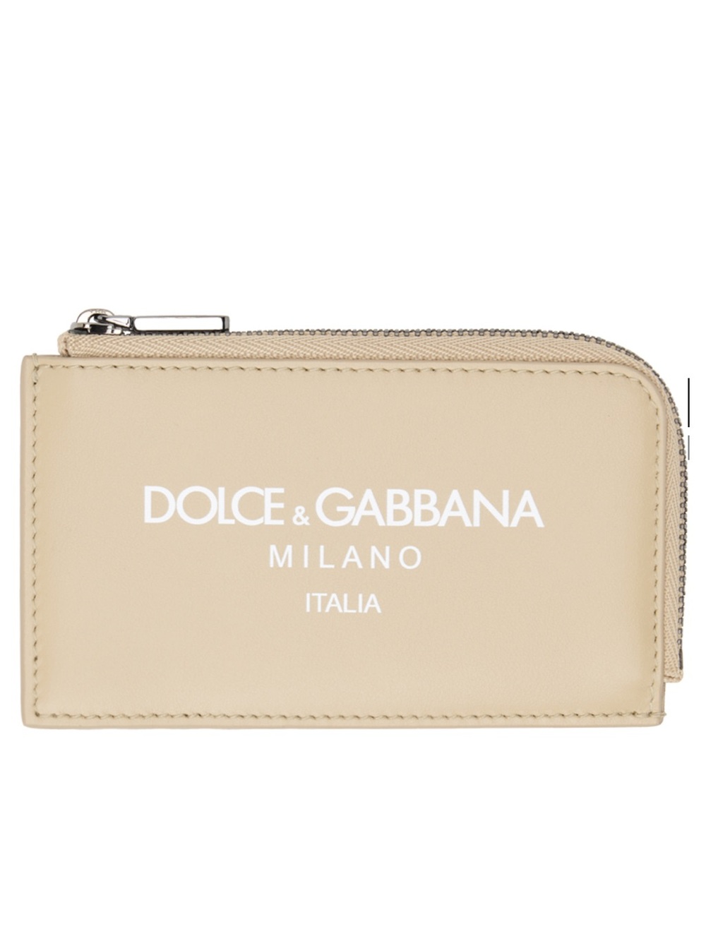 DOLCE & GABBANA Beige Printed Calfskin Card Holder